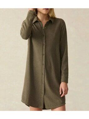 Faherty Legend Sweater Dress L/S Woman’s Olive Melange Twill Size Medium